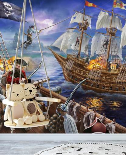 Papel pintado ilustrado de Pirate Battle