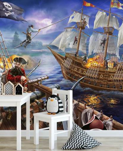 Carta da parati illustrata Pirate Battle