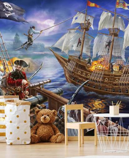 Illustrated Pirate Battle Wallpaper
