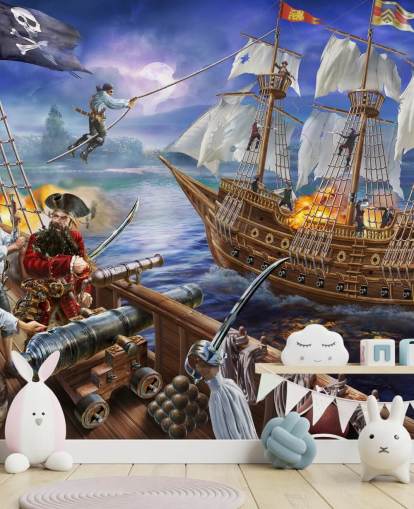 Illustrated Pirate Battle Wallpaper