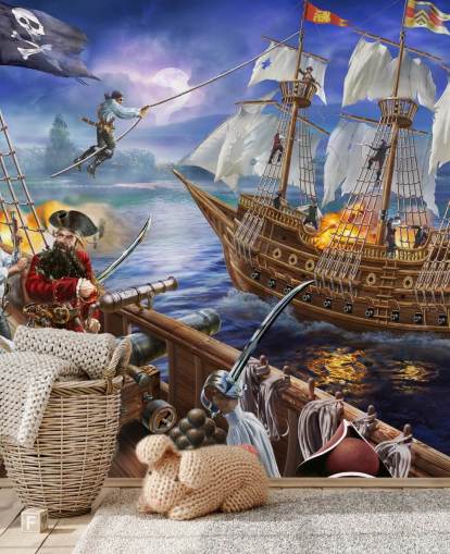 Illustrerad Pirate Battle Bakgrund