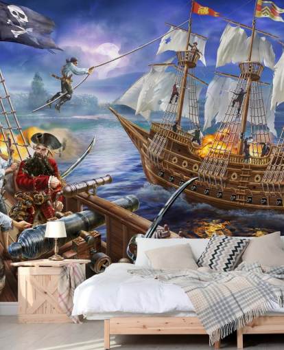 Illustrated Pirate Battle Wallpaper