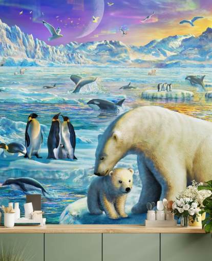 Antarctische dieren behang