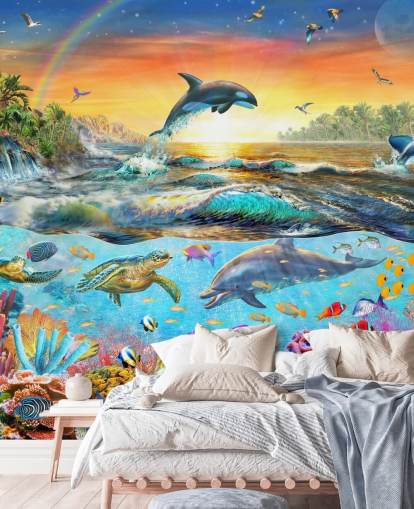 Kleurrijk zeedieren behang