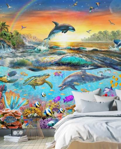 Papel de parede colorido criaturas marinhas Papel de parede colorido criaturas marinhas