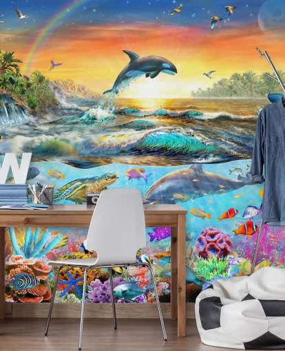 Papel de parede colorido criaturas marinhas Papel de parede colorido criaturas marinhas