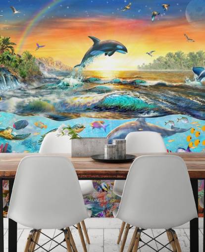 Kleurrijk zeedieren behang