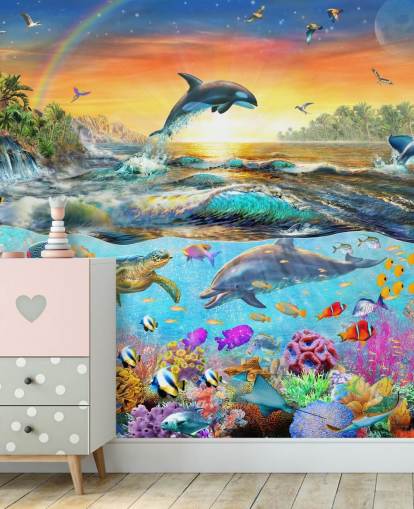 Kleurrijk zeedieren behang