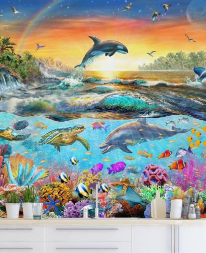 Carta da parati con creature marine