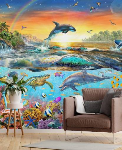 Papel de parede colorido criaturas marinhas Papel de parede colorido criaturas marinhas