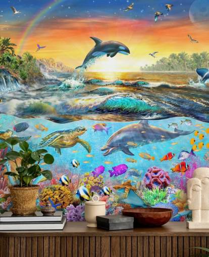 Kleurrijk zeedieren behang