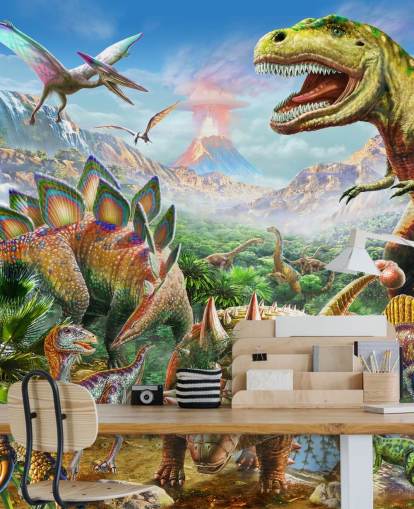 Mural de papel pintado del grupo de dinosaurios Mural de papel pintado del grupo de dinosaurios