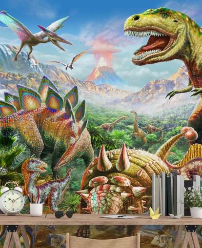Mural de papel pintado del grupo de dinosaurios Mural de papel pintado del grupo de dinosaurios