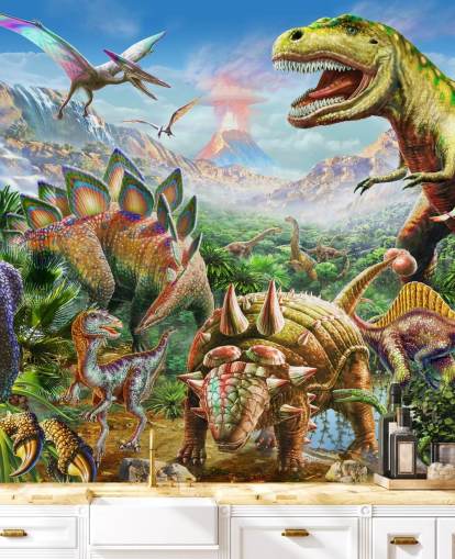 Dinosaurs Group muurschildering Dinosaurs Group muurschildering