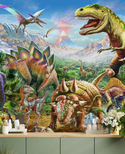 Dinosaurusryhmän taustakuvamaalaus