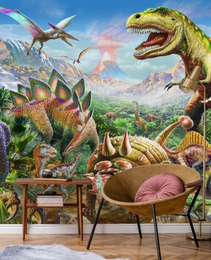 Mural de papel pintado del grupo de dinosaurios Mural de papel pintado del grupo de dinosaurios