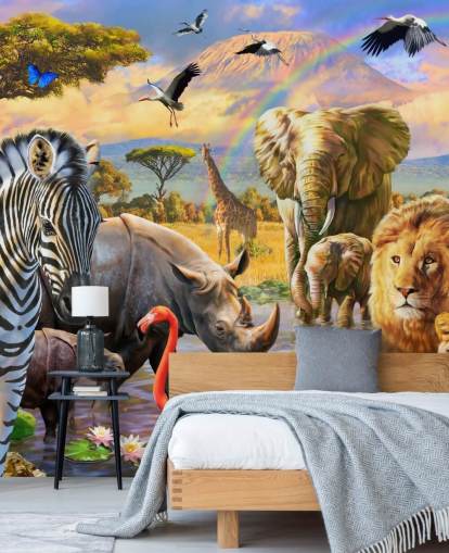 african animals by lagoon wallpaper