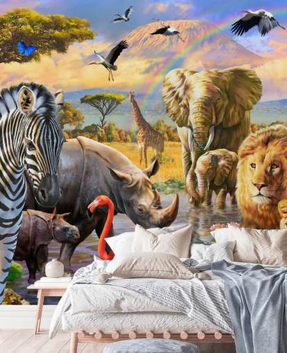 carta da parati animali africani di laguna