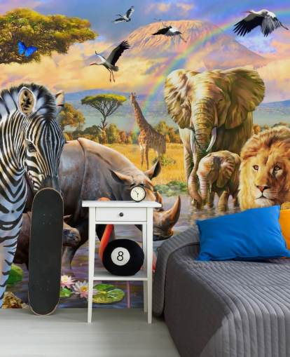 afrikaanse dieren door lagune behang