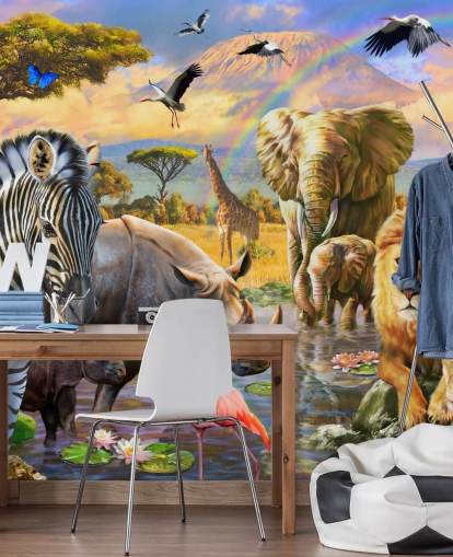 Fondo de pantalla de animales africanos por laguna