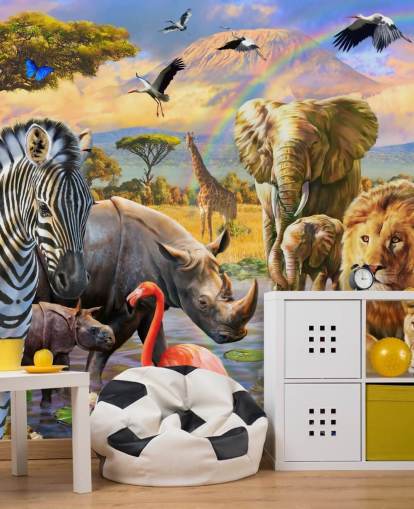 animais africanos por lagoa wallpaper