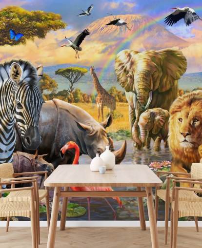 african animals by lagoon wallpaper