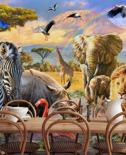 Fondo de pantalla de animales africanos por laguna