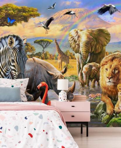 african animals by lagoon wallpaper