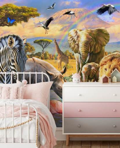 african animals by lagoon wallpaper