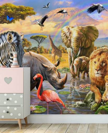 african animals by lagoon wallpaper