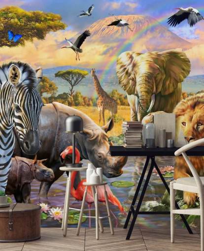 african animals by lagoon wallpaper