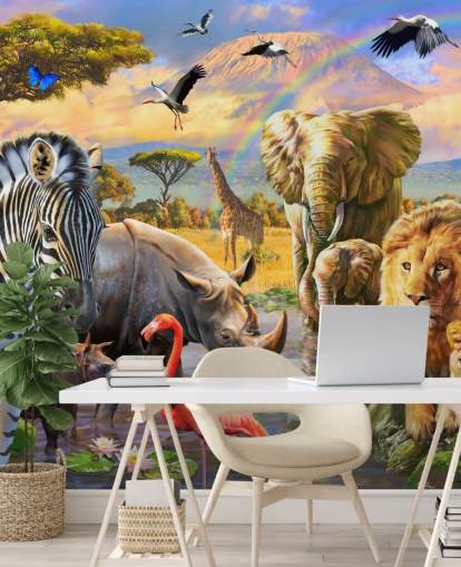 african animals by lagoon wallpaper