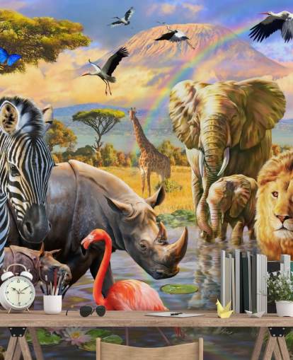 african animals by lagoon wallpaper