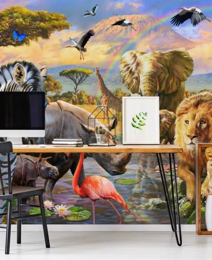 african animals by lagoon wallpaper