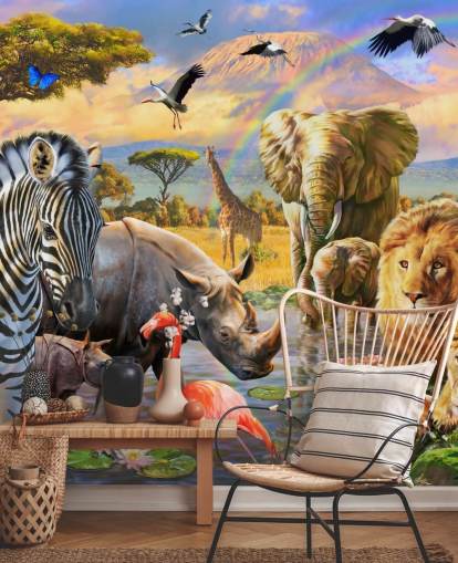 Fondo de pantalla de animales africanos por laguna