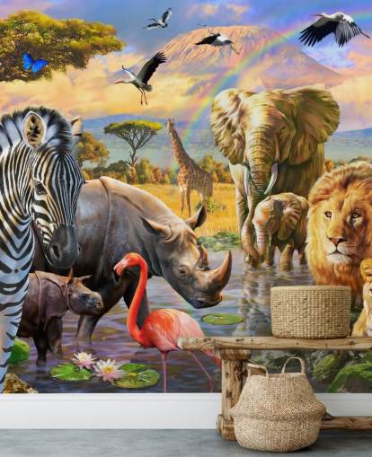 afrikaanse dieren door lagune behang