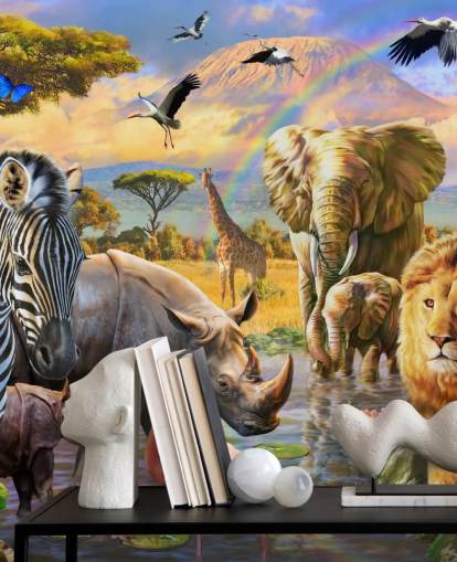 african animals by lagoon wallpaper