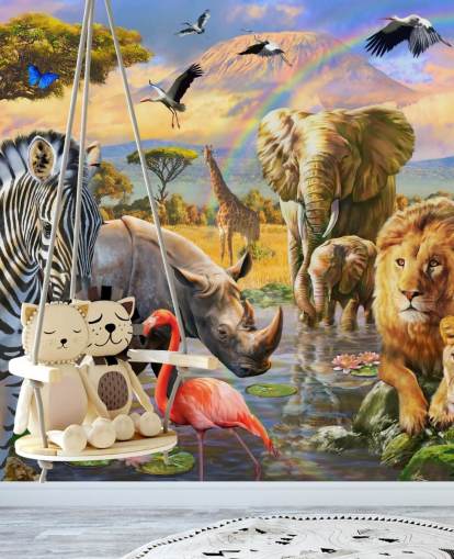 animais africanos por lagoa wallpaper