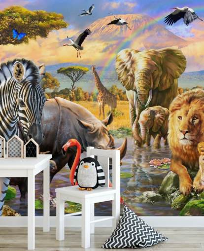 Fondo de pantalla de animales africanos por laguna