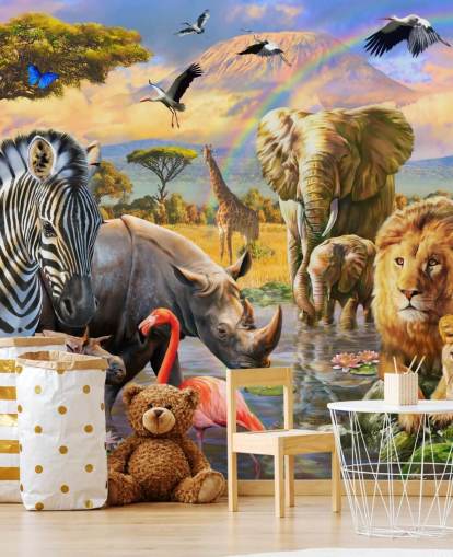 african animals by lagoon wallpaper