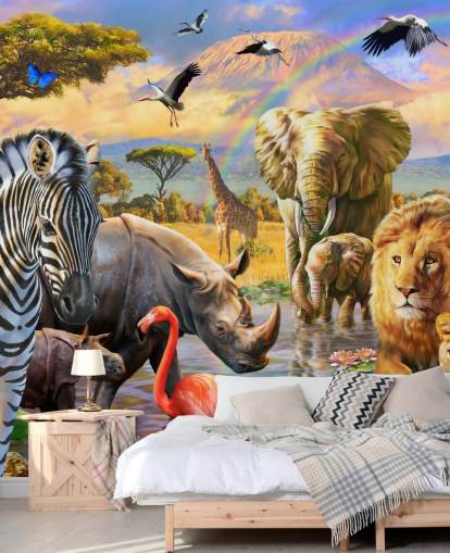 african animals by lagoon wallpaper