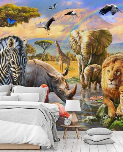 afrikaanse dieren door lagune behang afrikaanse dieren door lagune behang