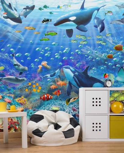 mural colorido de papel de parede oceânico personalizável chamado Underwater Scenery de Adrian Chesterman para quarto infantil mural colorido de papel de parede oceânico personalizável chamado Underwater Scenery de Adrian Chesterman para quarto infantil