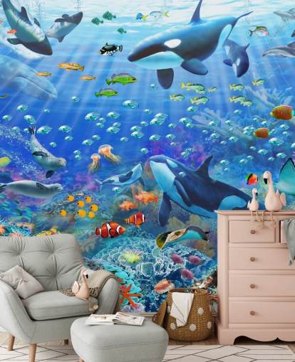 colorido mural de papel pintado oceánico personalizable llamado Underwater Scenery de Adrian Chesterman para dormitorio infantil colorido mural de papel pintado oceánico personalizable llamado Underwater Scenery de Adrian Chesterman para dormitorio infantil