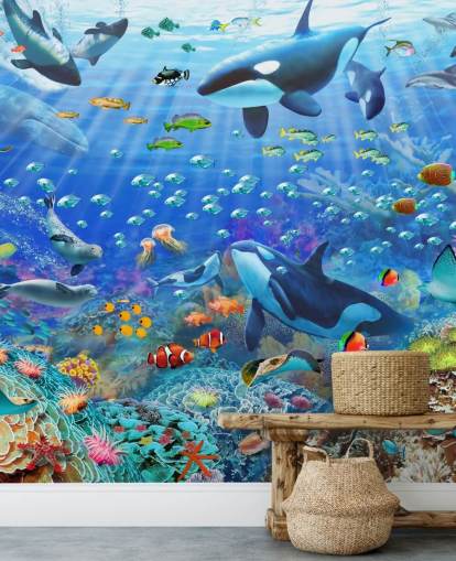 papier peint mural coloré personnalisable sur l'océan appelé Underwater Scenery par Adrian Chesterman pour chambre d'enfant