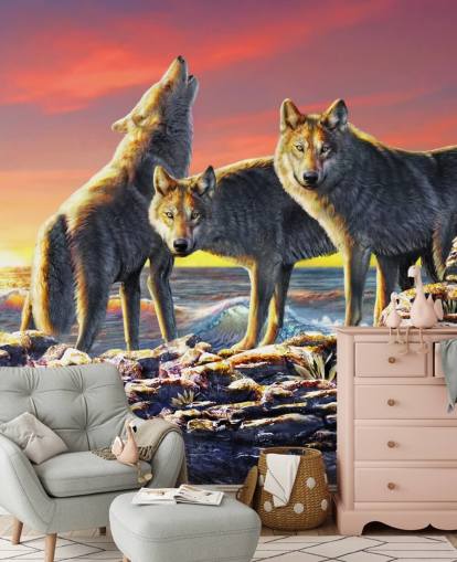 Papier Peint Art Wolf Pack