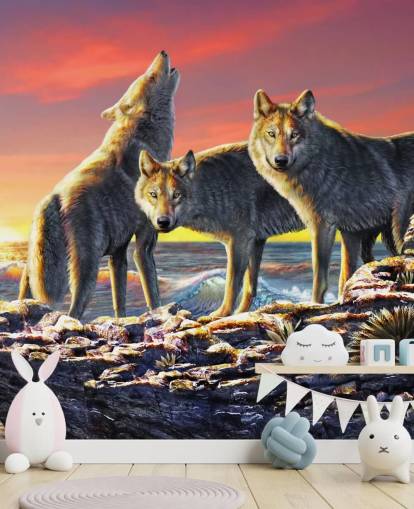 Carta da parati Wolf Pack Art Carta da parati Wolf Pack Art