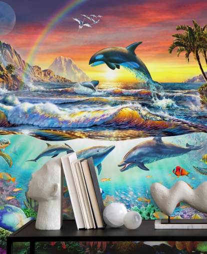 Adrian Chestermanin värikäs lasten valtameritaustakuva nimeltä Paradise Cove lasten makuuhuoneisiin ja leikkihuoneisiin