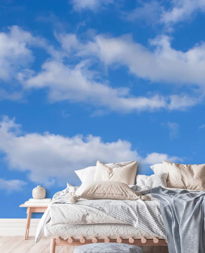 blauw op maat gemaakt hemelbehang genaamd Blue Skies with Clouds voor kantoren of commerciële ruimtes blauw op maat gemaakt hemelbehang genaamd Blue Skies with Clouds voor kantoren of commerciële ruimtes