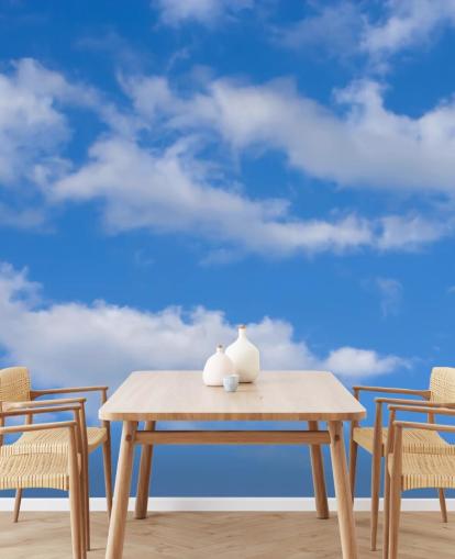 papier peint bleu personnalisé appelé Blue Skies with Clouds pour les bureaux ou les zones commerciales